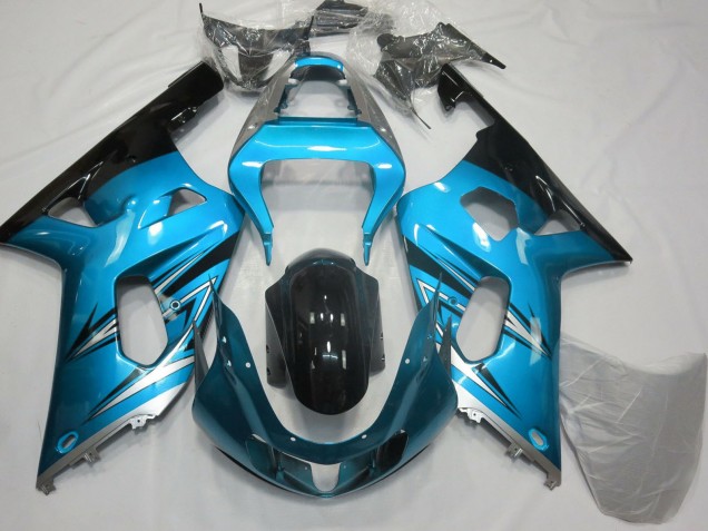 2001-2003 Suzuki GSXR 600 / GSXR 750 Motorcycle Fairings - Light Blue Silver Glossy Black Canada