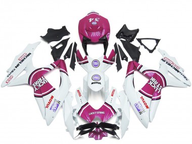 2008-2010 Suzuki GSXR 600 / GSXR 750 Motorcycle Fairings - White Pink Motul Lucky Strike 34 Canada