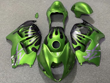1996-2007 Suzuki GSXR 1300 Motorcycle Fairings - Green Black Flame Canada