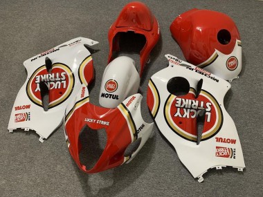 1996-2007 Suzuki GSXR 1300 Motorcycle Fairings - White Red Lucky Strike Canada