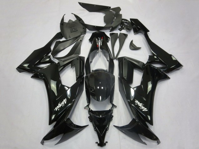 2008-2010 Kawasaki ZX10R Motorcycle Fairings - Glossy Black Matte Black White Decal Canada