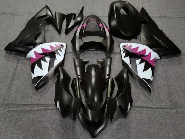 2004-2005 Kawasaki ZX10R Motorcycle Fairings - Matte Black and Pink Shark Canada