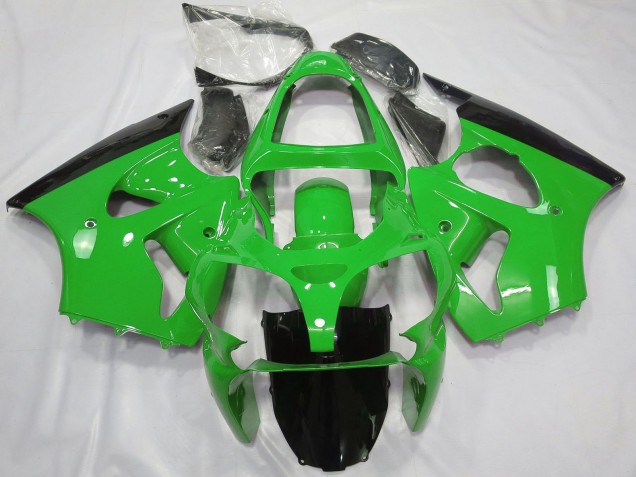 2000-2002 Kawasaki ZX6R Motorcycle Fairings - Green Glossy Black Canada