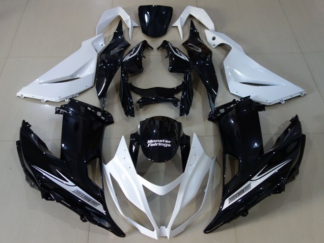 2013-2018 Kawasaki ZX6R Motorcycle Fairing - White Glossy Black Canada