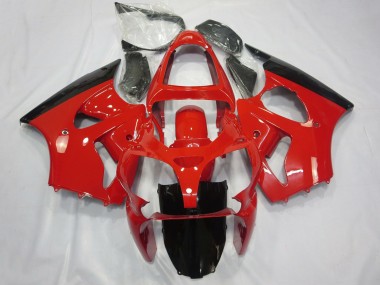2000-2002 Kawasaki ZX6R Motorcycle Fairings - Red Glossy Black Canada