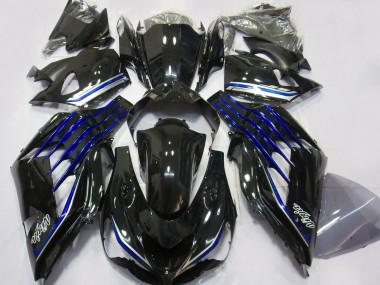 2012-2024 Kawasaki ZX14R ZZR1400 Motorcycle Fairings - Glossy Black Blue Canada