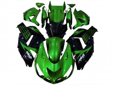 2006-2011 Kawasaki ZX14R Motorcycle Fairing - Green Glossy Black White Ninja Canada