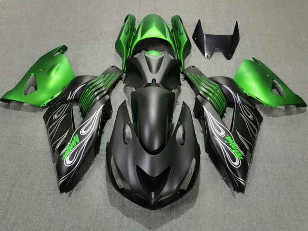 2006-2011 Kawasaki ZX14R Motorcycle Fairings - Green Matte Black Canada