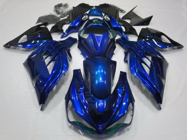 2012-2024 Kawasaki ZX14R ZZR1400 Motorcycle Fairings - Blue Glossy Black Canada