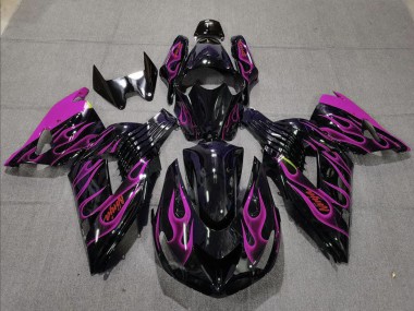 2006-2011 Kawasaki ZX14R Motorcycle Fairing - Glossy Black Purple Flame Canada