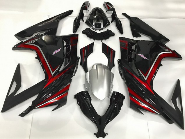 2013-2024 Kawasaki Ninja 300 Motorcycle Fairings - Glossy Black Red Canada