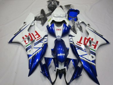 2006-2007 Yamaha R6 Motorcycle Fairings - White Blue Red Fiat Motul Michelin Canada