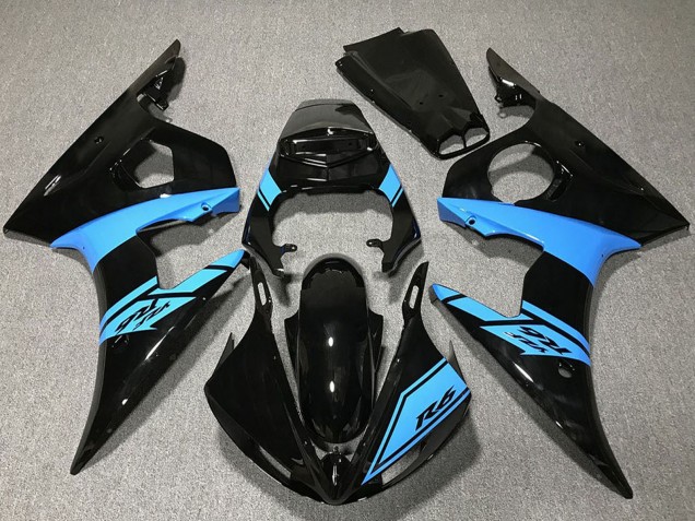 2003-2004 Yamaha R6 Motorcycle Fairings - Glossy Black Light Blue Canada