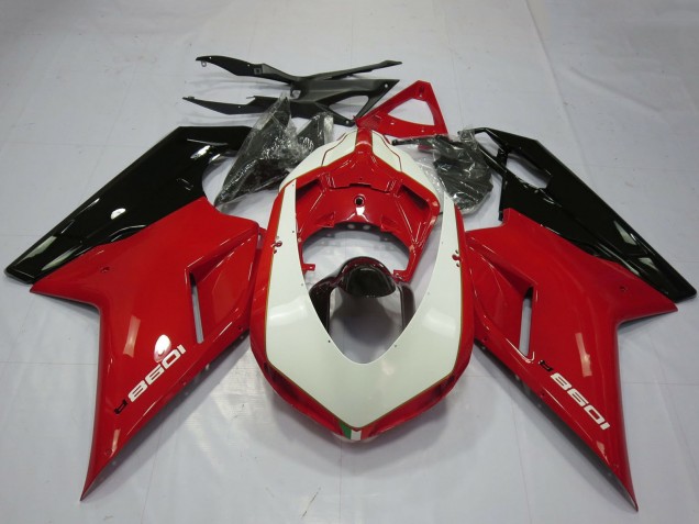 2007-2014 Ducati 1098 Motorcycle Fairings - Glossy Red White Glossy Black Canada