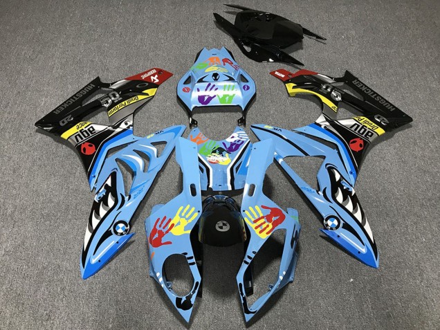 2009-2014 BMW S1000RR Motorcycle Fairings - Light Blue Black Shark Hands Canada