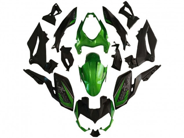 2018-2024 Kawasaki Z400 Motorcycle Fairings - Green Matte Black Canada