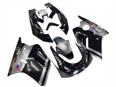1989-1990 Kawasaki ZXR250 Motorcycle Fairings - Glossy Black Grey Elf Touch4 Bridgestone Canada