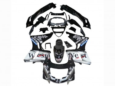 1998-2003 Kawasaki ZZR600 Motorcycle Fairings - Glossy Black White West Canada