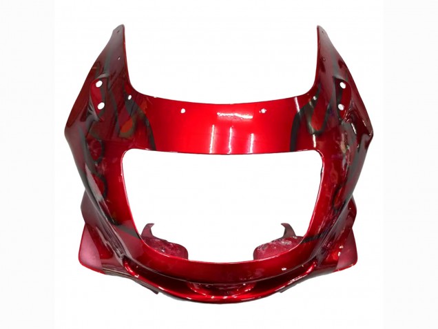 1998-2003 Kawasaki ZZR600 Motorcycle Fairings - Red with Black Flame Canada