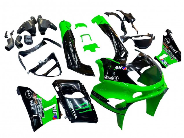 1998-2003 Kawasaki ZZR600 Motorcycle Fairings - Green Black Monster Elf Canada