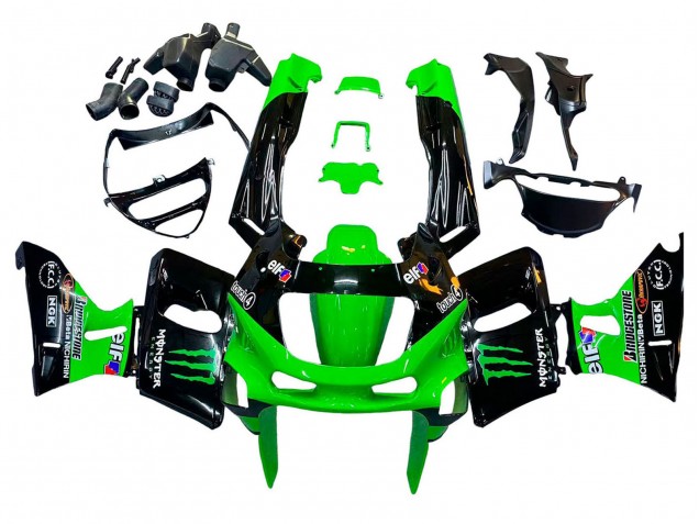 1998-2003 Kawasaki ZZR600 Motorcycle Fairings - Green Black Monster Elf Canada