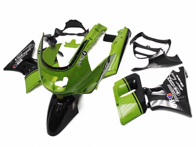 1998-2003 Kawasaki ZZR600 Motorcycle Fairings - Green Glossy Black Elf Touch4 Bridgestone Canada