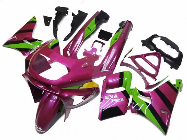 1998-2003 Kawasaki ZZR600 Motorcycle Fairings - Deep Pink Green EVA Racing Canada