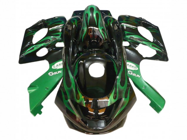1996-2007 Yamaha YZF600R Thundercat Motorcycle Fairings - Black with Dark Green Flame Canada