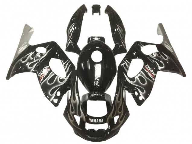 1996-2007 Yamaha YZF600R Thundercat Motorcycle Fairings - Glossy Black Silver Flame Canada
