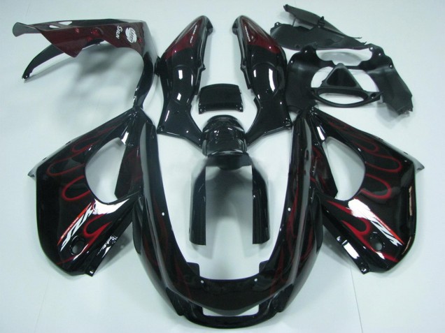 1997-2007 Yamaha YZF 1000R Thunderace Motorcycle Fairing - Black with Red Flame Canada