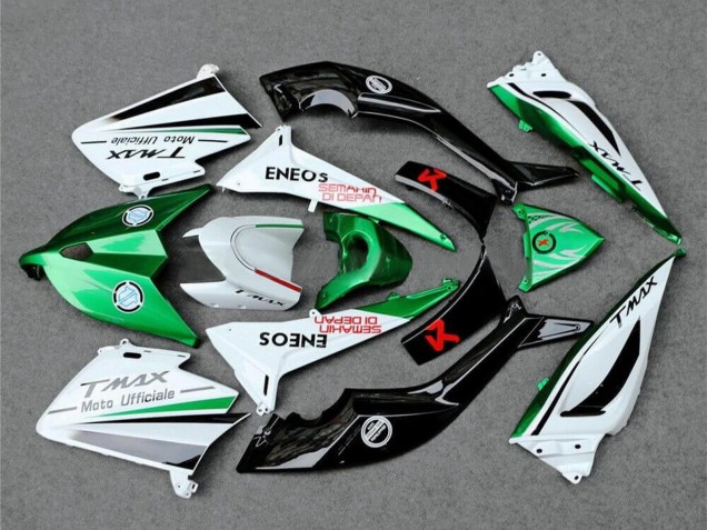 2012-2014 Yamaha TMAX530 Motorcycle Fairings - White Green Black Semakin Didepan ENEOS Canada