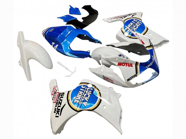 2003-2013 Suzuki SV650 Motorcycle Fairings - White Blue Lucky Strike Motul Canada