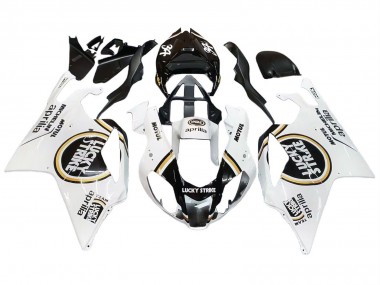 2003-2006 Aprilia RSV1000 Motorcycle Fairings - White Black Lucky Strike Motul Michelin Canada