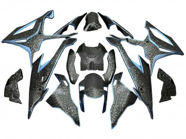 2019-2022 BMW S1000RR Motorcycle Fairings - Black Light Blue Forged Carbon Fiber Canada