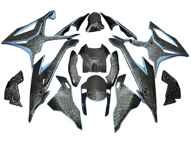2019-2022 BMW S1000RR Motorcycle Fairings - Black Light Blue Forged Carbon Fiber Canada