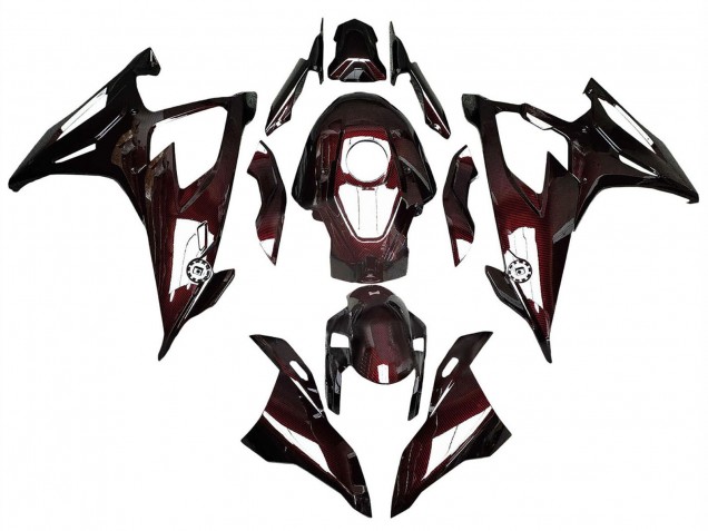2019-2022 BMW S1000RR Motorcycle Fairings - Dark Red Carbon Fiber Canada