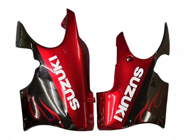 2004-2006 Suzuki GSX600F/GSX750F Motorcycle Fairings - Glossy Black Red Flame Canada