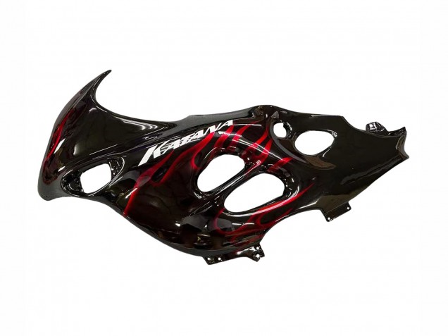2004-2006 Suzuki GSX600F/GSX750F Motorcycle Fairings - Glossy Black Red Flame Canada