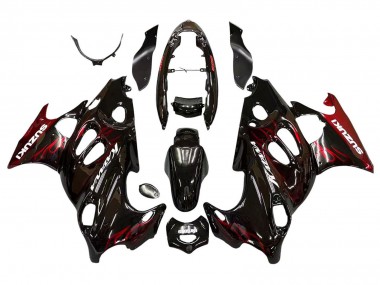 2004-2006 Suzuki GSX600F/GSX750F Motorcycle Fairings - Glossy Black Red Flame Canada