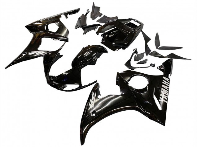 2006-2009 Yamaha YZF R6S Motorcycle Fairings - Glossy Black White Decals Canada