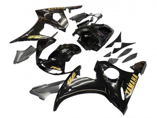 2006-2009 Yamaha YZF R6S Motorcycle Fairings - Glossy Black Gold Decals Canada