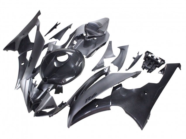 2008-2016 Yamaha YZF 600 R6 Motorcycle Fairings - Grey Black Carbon Fiber Style Canada