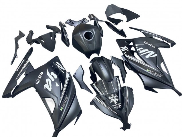 2013-2024 Kawasaki EX300 Motorcycle Fairings - Matte Black White Elf Snow Canada