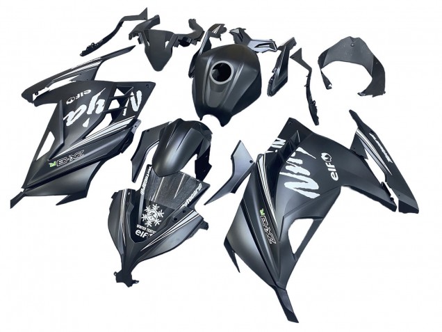 2013-2024 Kawasaki EX300 Motorcycle Fairings - Matte Black White Elf Snow Canada