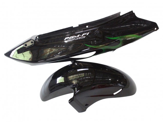 1996-2007 Honda CBR1100XX Blackbird Motorcycle Fairing - Glossy Black Green Flame Canada