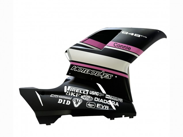 2007-2014 Ducati 848 Motorcycle Fairings - White Pink Glossy Black Connie Canada