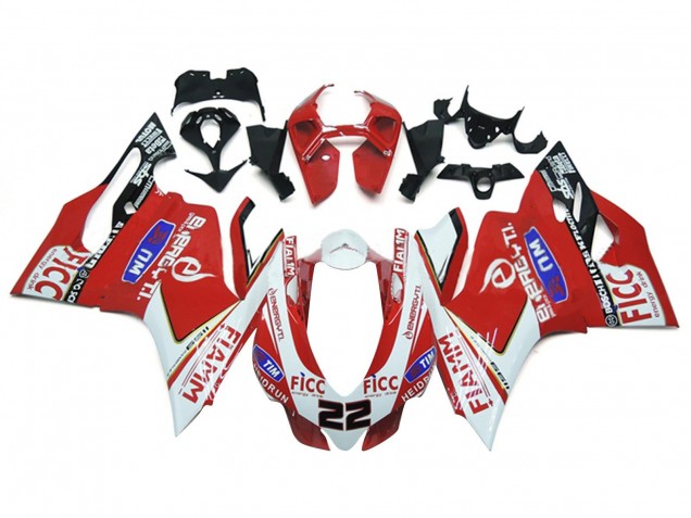 2011-2014 Ducati 1199 Motorcycle Fairings - White Red Glossy Black Fiamm Ficc 22 Canada