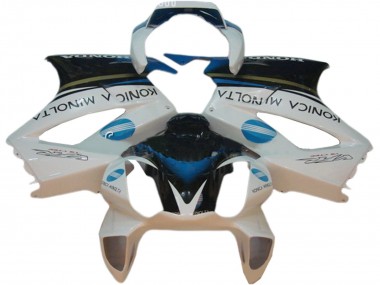2002-2013 Honda VFR 800 Motorcycle Fairings - White Blue Black Konica Minolta Canada