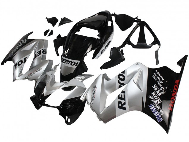 2002-2013 Honda VFR 800 Motorcycle Fairings - Silver Glossy Black Repsol Canada