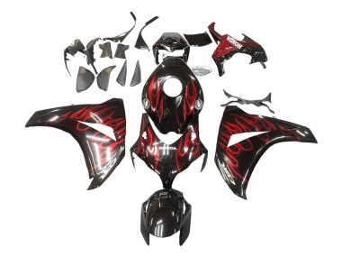 2008-2011 Honda CBR1000RR Motorcycle Fairing - Glossy Black Red Flame Canada